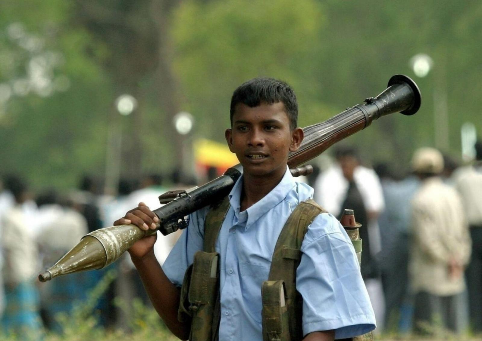 Tamil Tiger cadre in a funeral in thandiyadi on feb 10, 2005 - Lt. Col. Kausalyans' funeral.jpg