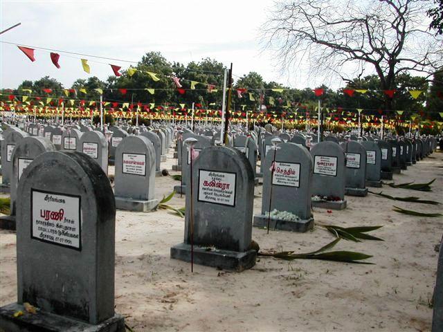 Mulliyawalai martyr's graveyard has 2,575 graves. It has 1,670 tombs and 905 memorial stones.This is the second biggest martyr's graveyard - 2005.jpg