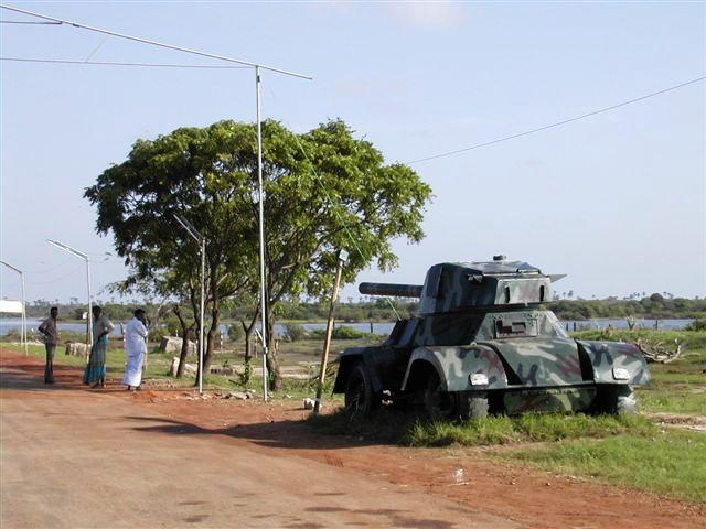 Tanker kept at the Elephantpass memorial site in early morning on Martyr's day.jpg