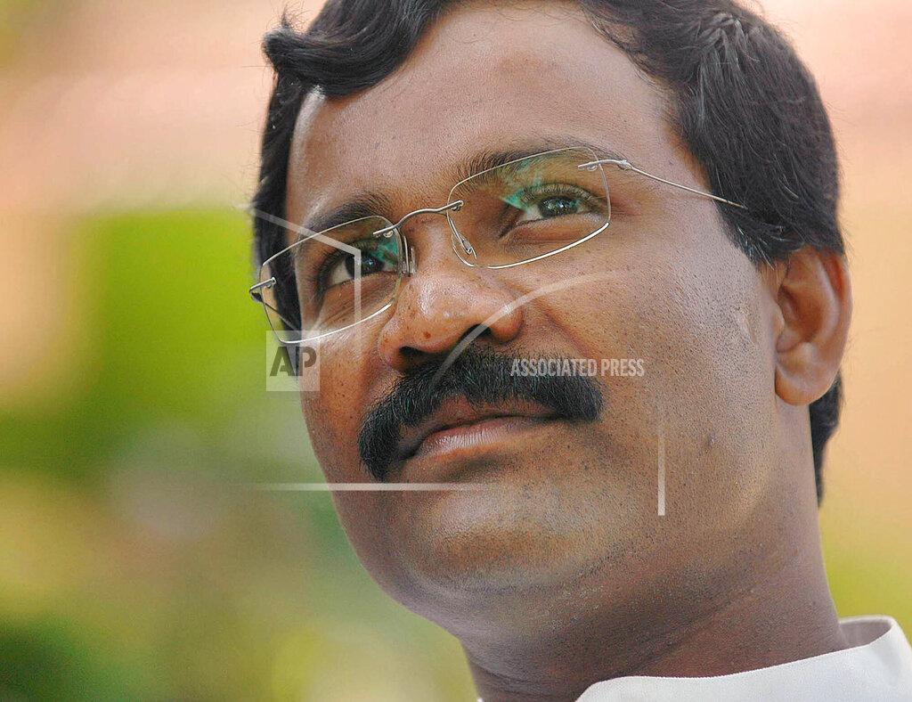 S.P. Thamilselvan, head of the political wing of the Tamil Tiger rebels, looks on during an interview with The Associated Press at the rebel-controlled city of Kilinochchi, Sri Lanka, Saturday, Jan. 15, 2005..jpg