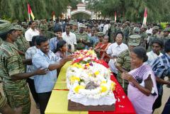 Family members and Tamil rebels pay last respects to Eliyathambi Kathrchewan, a Tamil Tiger rebel known as Lt. Col Arjunan, april 20,2007.jpg
