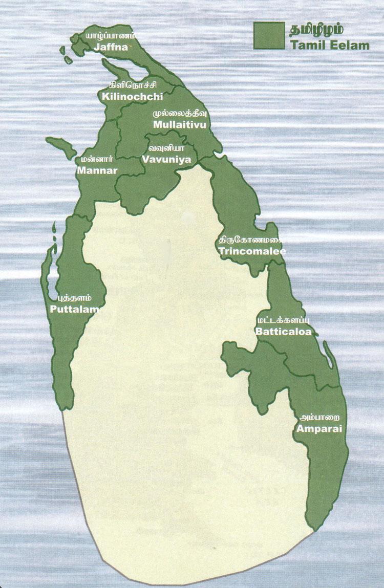 Tamileelam - Tamil Eelam map - தமிழீழம் வரைபடம், தேசப்படம்