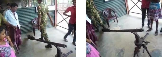 LTTE a.k.a. Tamil Tigers' unidentified tripod mounted indigenously produced long range rifle fitted with scope
