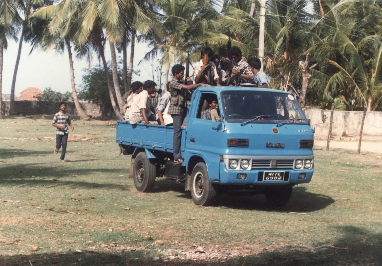 Tamil Tigers' Home made mortar being brought up in a cander