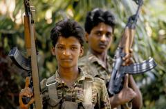 Tamil Tigers in their base at at Jaffna, 1991