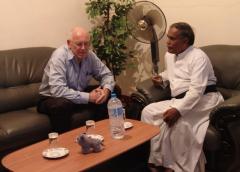 Former President of Amnesty International and Human Rights expert, Mr Ian Martin, with Rev. Fr. M.X. Karunaratnam on October 13, 2005, at NESoHR office after overseeing LTTE releasing underage youths who had joined the Tigers..jpg