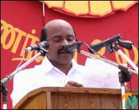Sri Lanka's Minister for Social Development and the leader of the Upcountry People's Front (UPF) Mr. P. Chandrasekaram speaking at rally..jpg