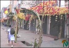 Streets in the northern town of Vavuniya decorated with red and yellow flags.jpg