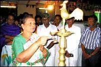 trinco_maaverarnaal_1_251102 Ms N.Singaraveloo, mother of Maveera Major Ganjendran lit the flame of sacrifice inaugurating the Mavverar Day at Trincomalee Hindu Cultural Hall Monday.jpg