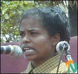 Ms.Kaaronja, head of the women's section of the LTTE's political division in Trincomalee addressing the rally Thursday..jpg