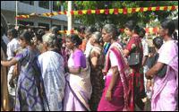 A section of people attending the opening ceremony of a LTTE martyr memorial at Kaluwanchikudi in Batticaloa.jpg