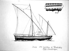 India - 1832, Thoni in Pondichery: Mahi, Chandernagor