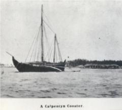 Kulla Thoni/ Yatra Oruwa anchored at Katpitti, Puttalam | Lewis, J.P. (1914) Boats and canoes of Ceylon. Times of Ceylon, Christmas Number.